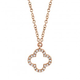 14K Rose Gold Clover Shaped Pendant