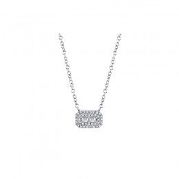 0.14Ct 14K W/G Diamond Baguette Necklace
