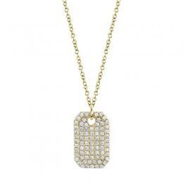 15K Yellow Gold Diamond Dog Tag Necklace .90Ct G/H, Vs-Si