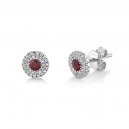 0.20Ct Diamond & 0.28Ct Ruby Stud Earring