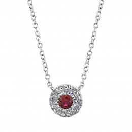 0.10Ct Diamond & 0.14Ct Ruby Necklace