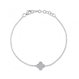 A 14K White Gold Diamond Clover Bracelet