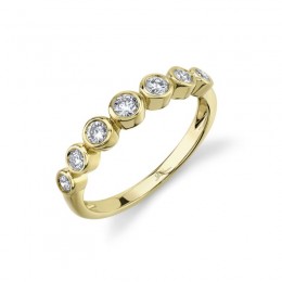 14K Gold Seven Diamond Bezel Band