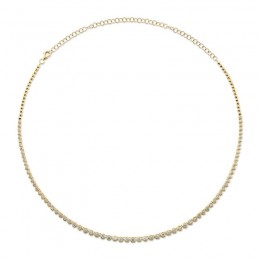 14K Yellow Gold Tennis Necklace