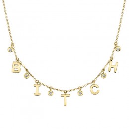 0.08Ct Diamond "Bitch" Necklace