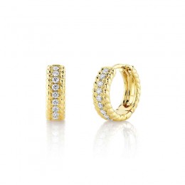 A Pair Of 14K Yellow Gold Huggie Hoop Earrings
