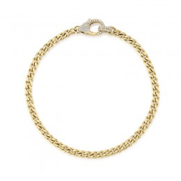 14K Yellow Gold And Diamond Link Bracelet