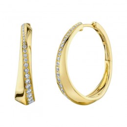 14K Yellow Gold Diamond Hoop Earrings