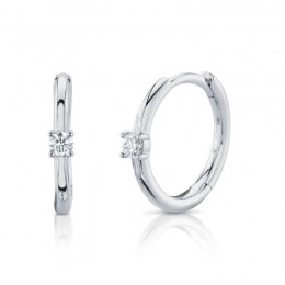 14K White Gold Diamond Huggie Earring .08Ct G/H, Vs-Si