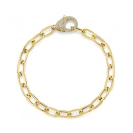 14K Yellow Gold Diamond Paperclip Link Bracelet