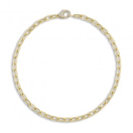 A 14K Yellow Gold Diamond Paper Clip Link Necklace. .42Ct, G/H, Vs-Si