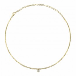 A 14K Yellow Gold Diamond Bezel Necklace