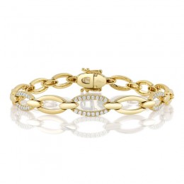 14K Yellow Gold Diamond Link Bracelet