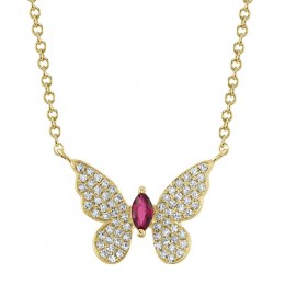 A 14K Yellow Gold Butterfly Pendant Set