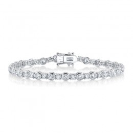 14K White Gold Bezel And Prong Set Diamond Tennis Bracelet