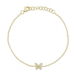 A 14K Yellow Gold Diamond Butterfly Bracelet