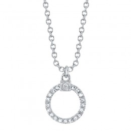 14K White Gold Diamond Circle Necklace