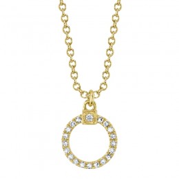 A 14K Yellow Gold Diamond Circle Necklace