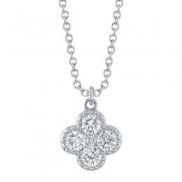 14K White Gold Clover Shaped Pendant