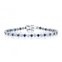 A 14K White Gold Bracelet Bezel Set