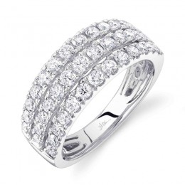 14K White Gold Three Row Diamond Ring