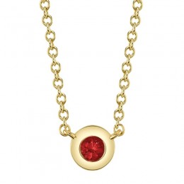 14K Yellow Gold Ruby Bezel Necklace