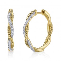A 14K Yellow Gold Crossover Style Hoop Earrings