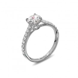 Eli Jewels Point of Love Round Center Semi Mount with Side Diamonds