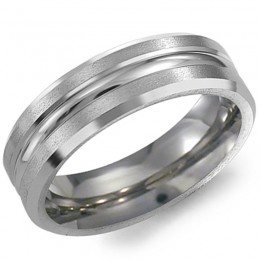 Titanium, 6MM, High Polished Round Center, Brushed Edges