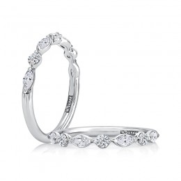 Alternating Round and Marquise Diamond Wedding Band