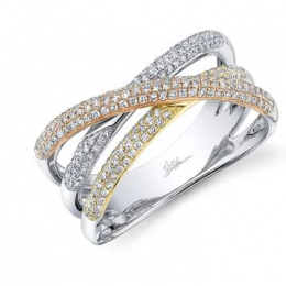 Shy yellow gold cross over ring