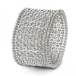 18K White Gold and Diamond Stretchy Bead Bracelet