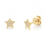 0.07ct 14k Yellow Gold Diamond Star Stud Earring