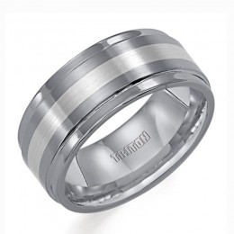 Triton Tungsten Comfort Fit Band with Platinum Inlay