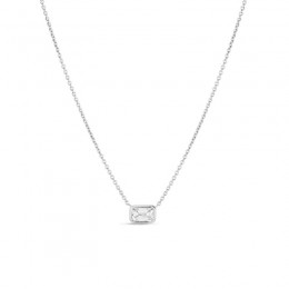 Roberto Coin 18K White Gold East-West Set Emerald Cut Diamond Solitaire Necklace