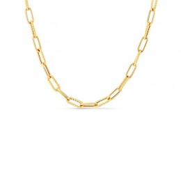 Roberto Coin 18k Yellow Gold Alternating Polished & Fluted Fine Paperclip 22" Link Chain