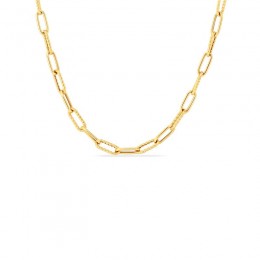 Roberto Coin 18K Designer Gold Alternating Polished And Fluted Paperclip Link 17 Inch Chain