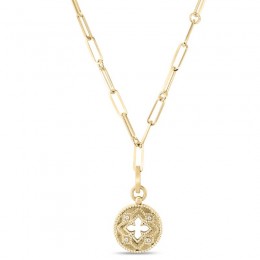 Roberto Coin 18Kt Yellow Gold Venetian Princess 0.08Cttw Diamond Small Medallion Necklace