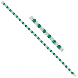 Tennis Bracelet with a Round Faceted Green