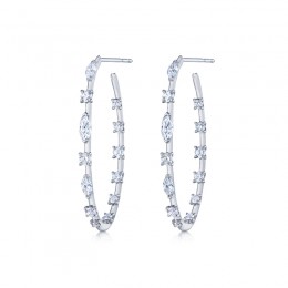 Starry Night Hoop Earrings With Round And Marquise Diamonds