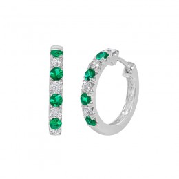Huggie Hoop Earrings with Emeralds