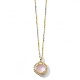 IPPOLITA Lollipop® Rose Quartz Mini Pendant Necklace in 18K Gold with Diamonds