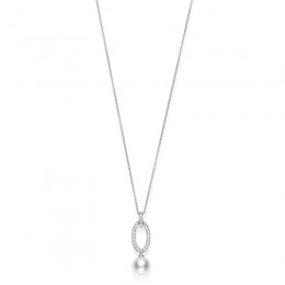 Mikimoto Akoya Cultured Pearl and Diamond Drop Pendant