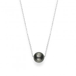 Mikimoto Black South Sea White Gold Single Pearl Pendant Necklace