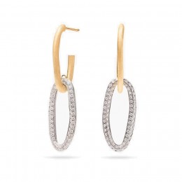 Marco Bicego 18Kt Yellow Gold Elongated Link Drop Earrings With Pave Diamond Links