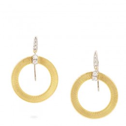 Masai Yellow Gold and Diamond Circle Drop Earrings