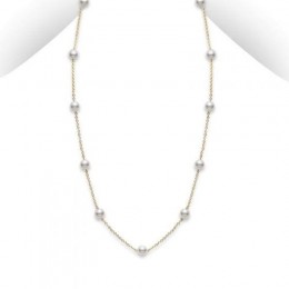 Mikimoto 18K Yellow Gold Station Chain Necklace
