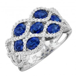 Wide Band Style Ring with Blue Sapphires