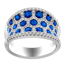 Wide Band Style Ring with Blue Sapphire