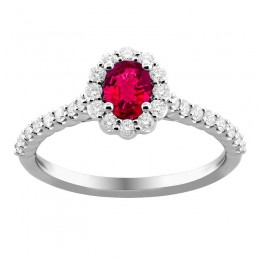 Ring With an Oval Faceted Ruby Stone